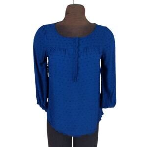 Anthropologie Maeve navy blue swiss dot blouse 4